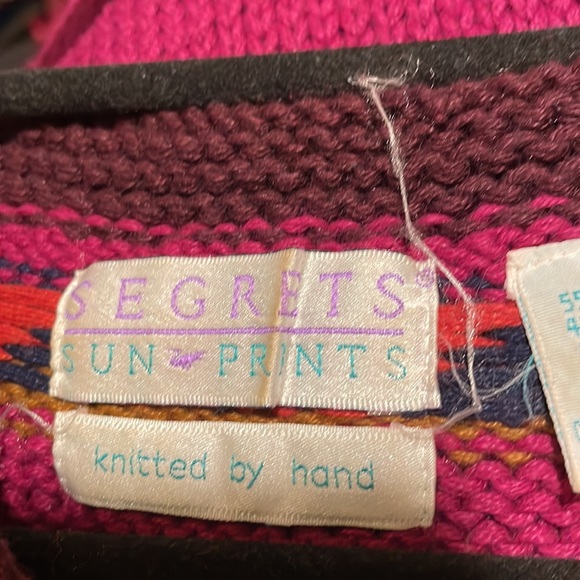 secrets sun prints hand knit sweater small - Picture 8 of 9